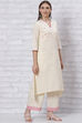 Beige Cotton A Line Kurta image number 3